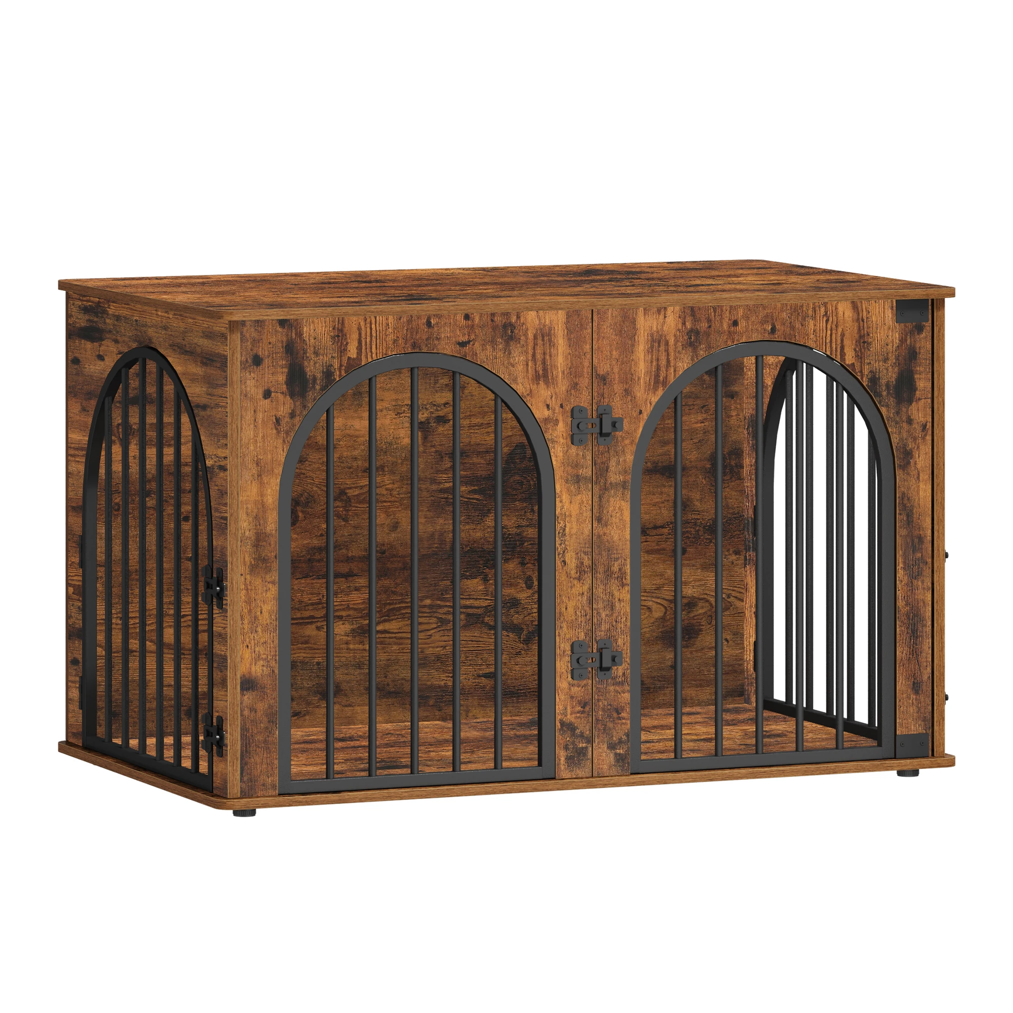 Robuuste hondenkennelmeubels, 100 cm hondenbox voor thuis, 3 deuren, boogdeur, moderne hondenbox voor binnen, bijzettafel