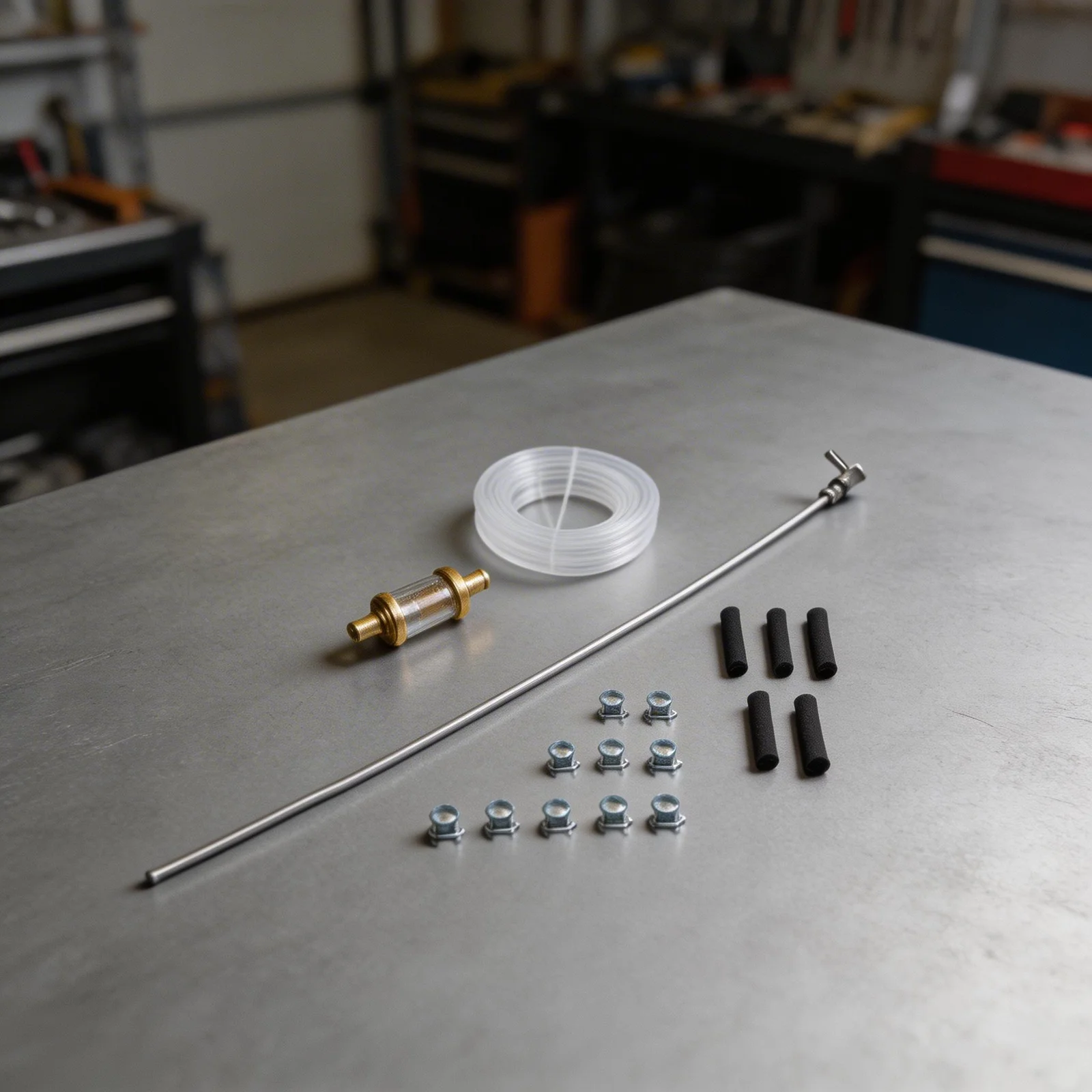 

Комплект из 18 шт. трубок для топливного бака с фильтром и зажимами для шлангов для очистки топливопровода и обслуживания дизельных отопителей мощностью до 4 кВт