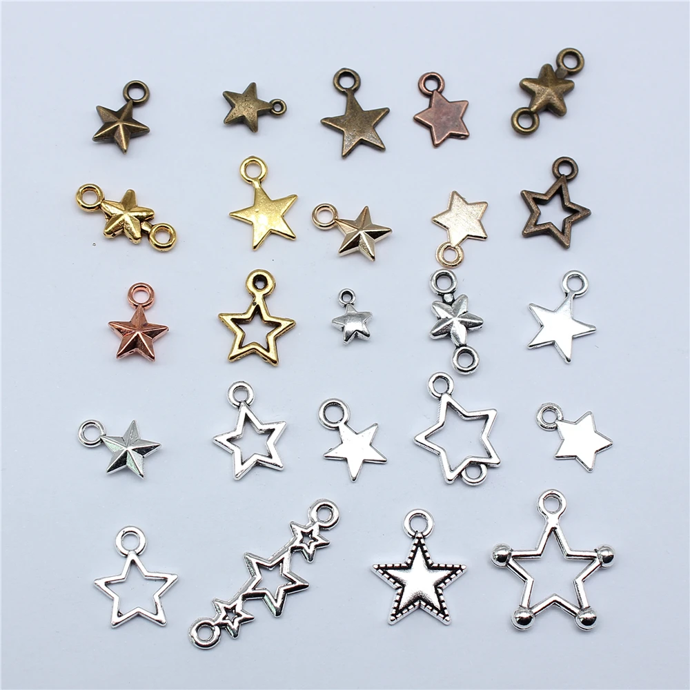 40pcs Charms Star Handmade Pendant Making Fit Vintage Tibetan Silver Color Antique Bronze Plated DIY For Bracelet Necklace