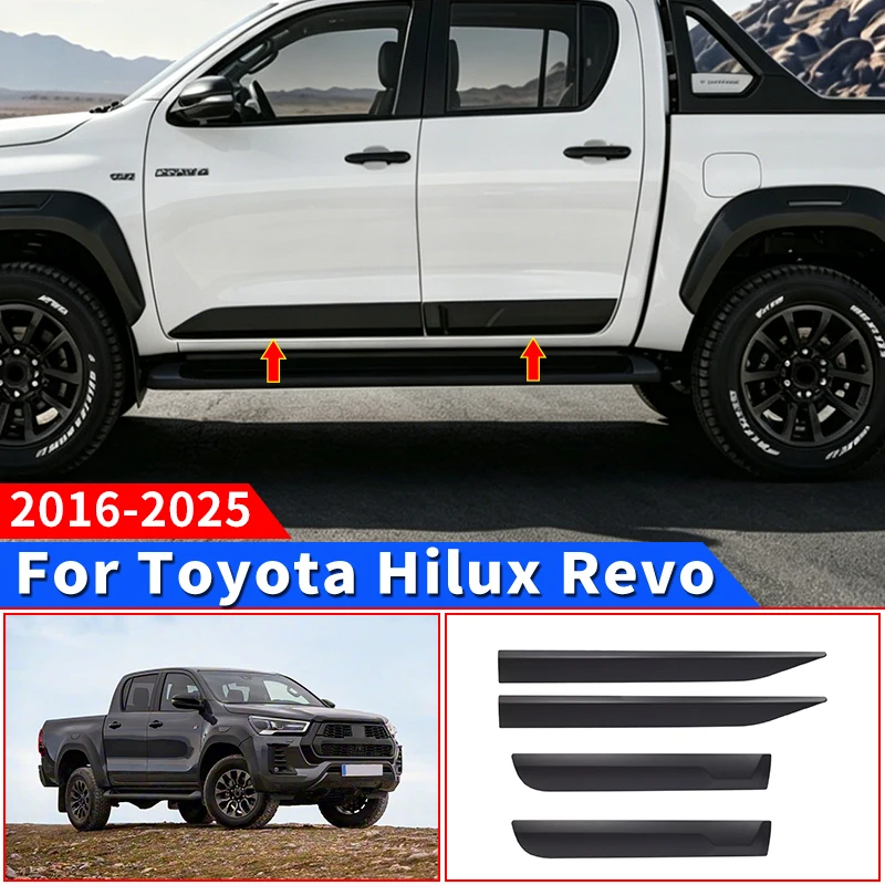 For Toyota Hilux 2016-2025 Body Side Molding Trim Cover ABS Exterior Door Decorative Strip Garnish Styling Upgrade Accessories