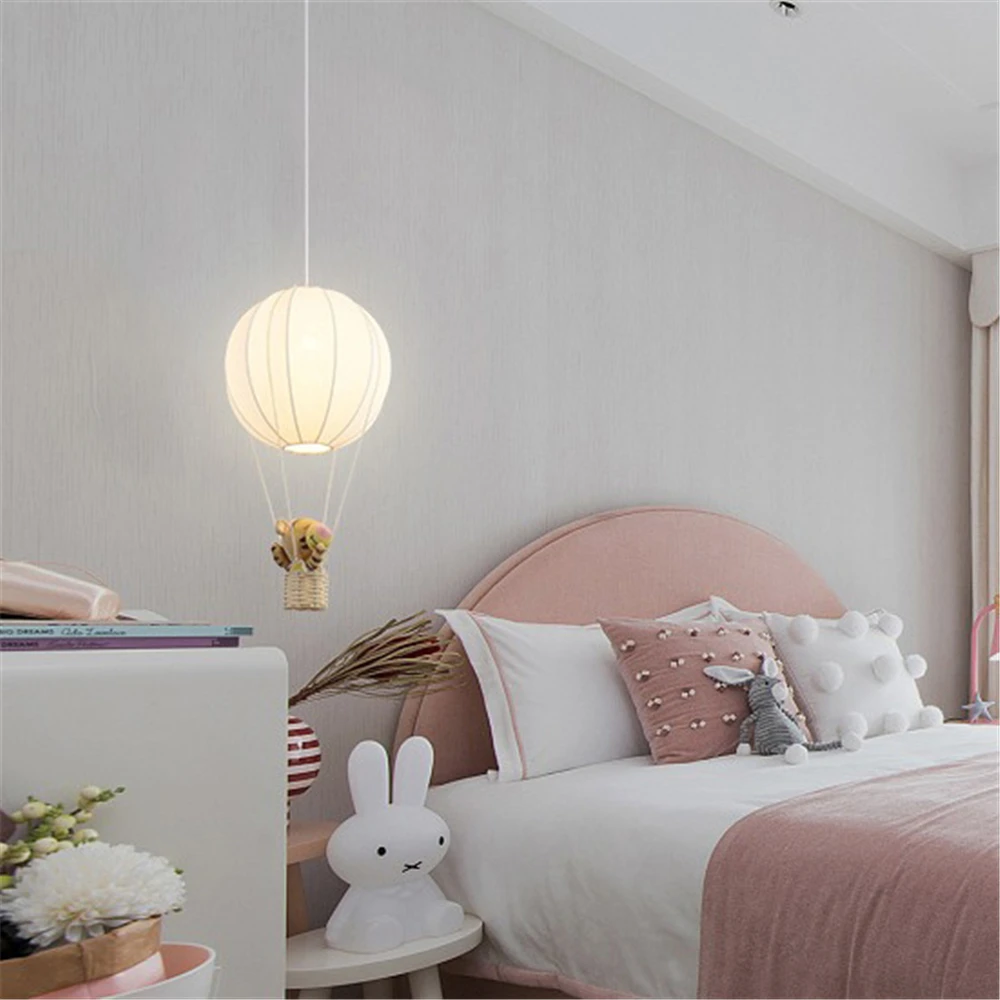 

Children Hot Air Balloon Fabric Art Led Pendant Lights Dining Room Table Bedroom Baby Home Decoration Hanging Lighting Fixtures