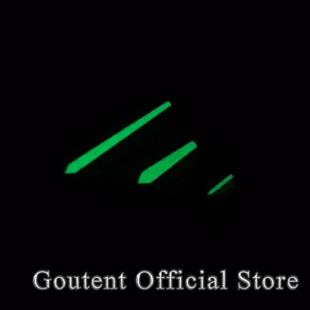 ساعة Goutent باللون الأسود والذهبي والفضي عقارب خضراء مضيئة تناسب 6497,6498 حركة ST3600 / ST3620 #6