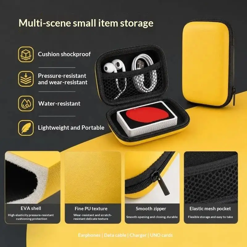 Shockproof EVA Tech Accessory Organizer Bag Portable Mini Hard Shell Pouch for Earbuds USB Cables Outdoor Activities