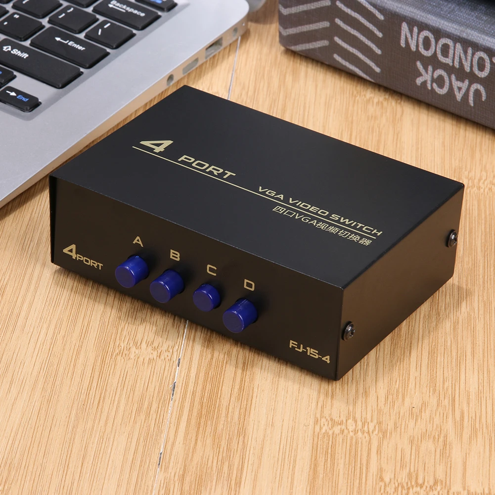 4 Port VGA Splitter Box 1 in 4 Out 4 PC To 1 Monitor Video Splitter 130MHz Bandwidth Switcher Box VGA Switchs for Monitor PC