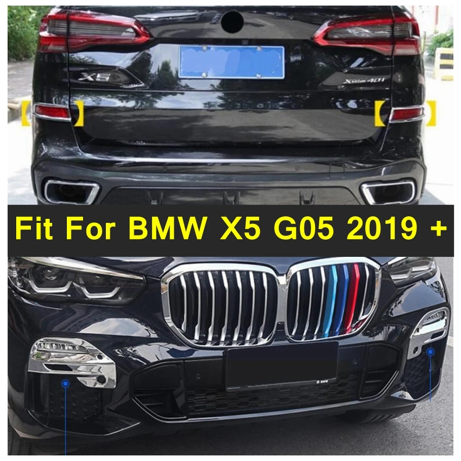 

Auto Front Fog Lights Lamp Cover Trim Rear Bumper Foglight Frame Molding Sticker For BMW X5 G05 2019 - 2022 Chrome Accessories