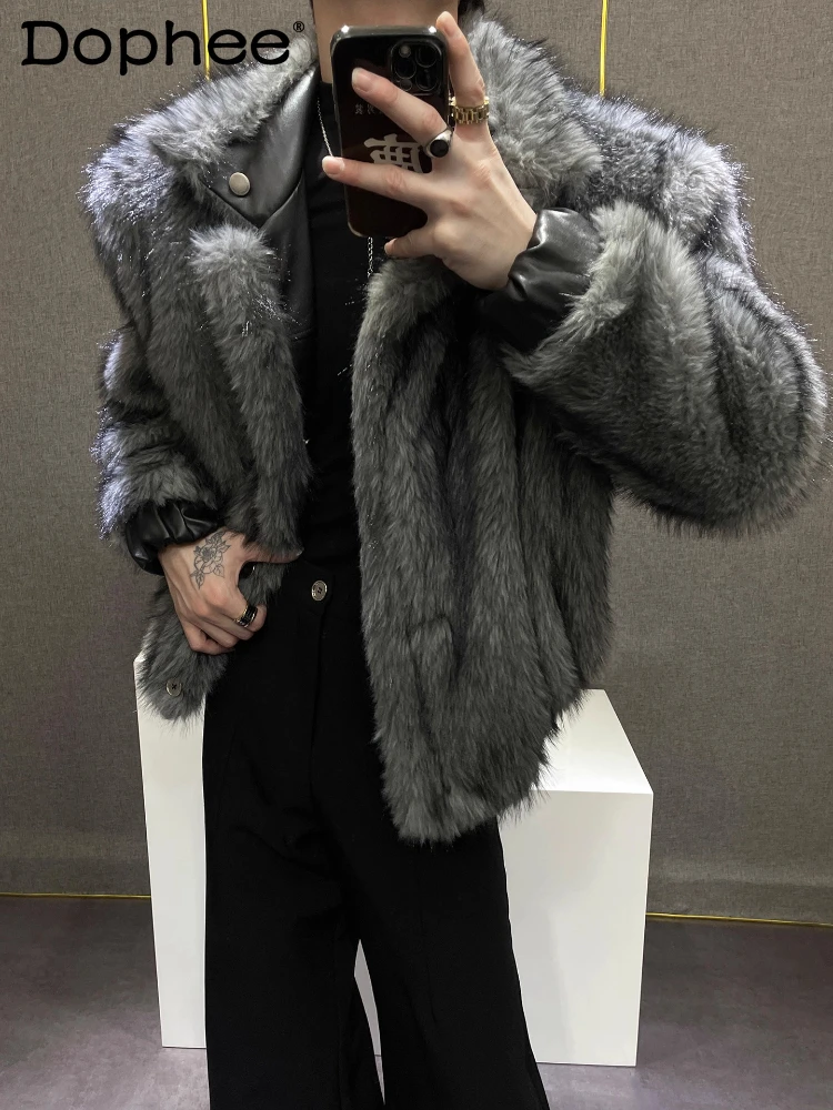 Men's 2025 Winter New Jackets Thickened Warm Faux Mink Fur Coats Male Long Sleeve Handsome Double-sided Wear Wear Chic Faux Fur