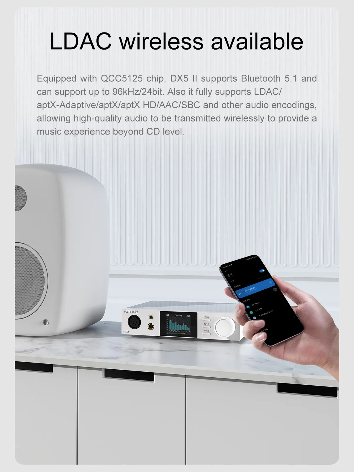 TOPPING DX5 II Vollständig Symmetrischer DAC & Kopfhörerverstärker Combo Dual ES9039Q2M DSD512 PCM768kHz LDAC Decoder Verstärker – Detail 13