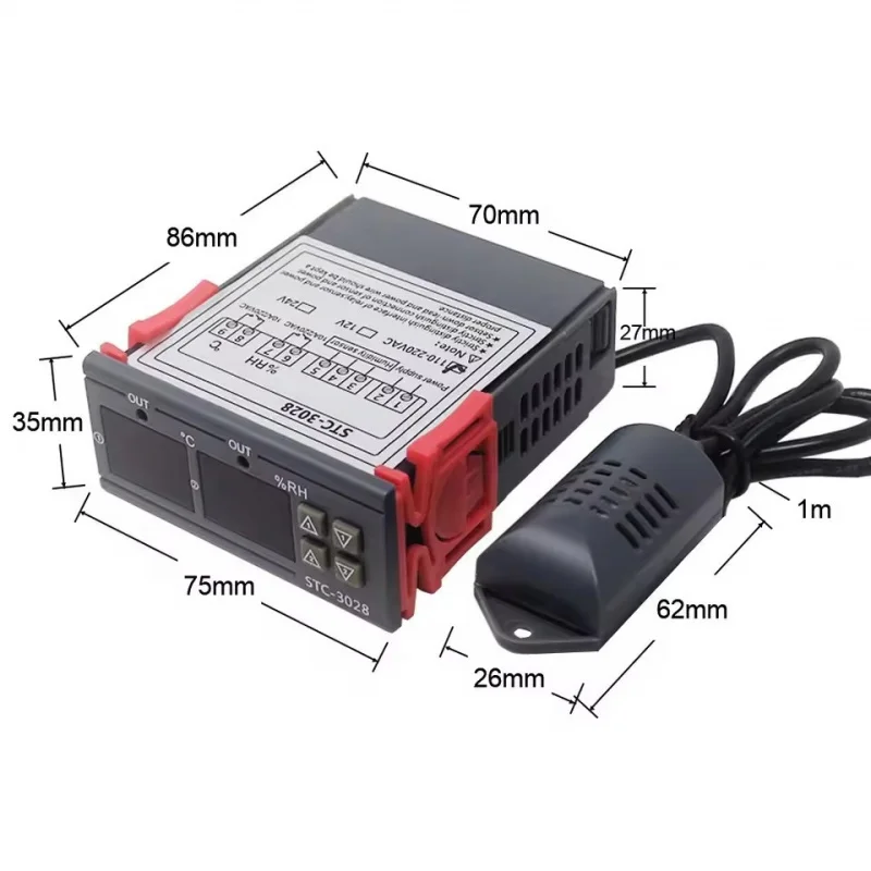 STC-3028 Humidity Temperature Controller, Smart Thermostat Hygrostat, Dual Output for Greenhouse Incubation