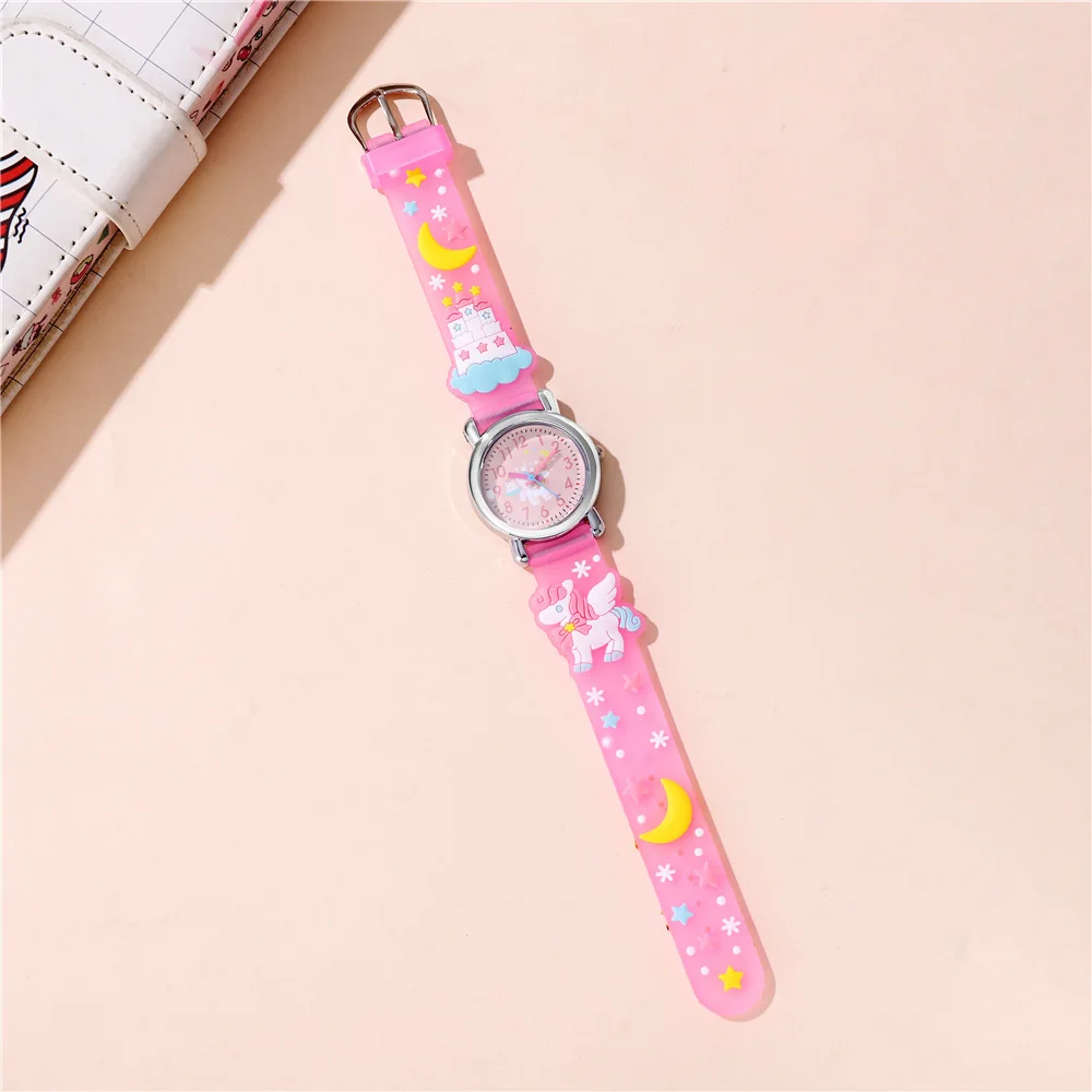 New Cartoon Cute 3D Unicorns Pattern Children's Watch Student Regular Daily Study Plan Silicone Watch