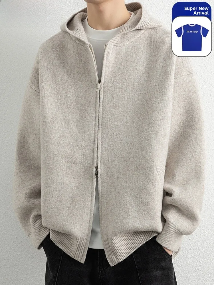 

Мужской вязаный кардиган с капюшоном Wassup Dozen, простой повседневный свитер для пар, свободный крой, длинный рукав, осенняя новинка