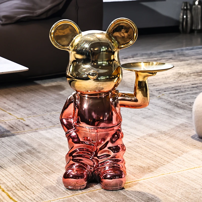 

Nordic Home Decor Cartoon Bear Statue Luxury LivingRoom Decoration Large Floor Resin Crafts Sculpture Office Room Decor Figurine