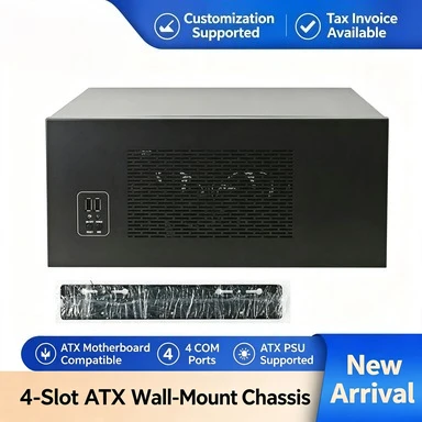 ATX Wall‑Mount Industrial PC Case, 4 Expansion Slots, Multi Serial Ports, Wall‑Mounted & Desktop CNC Control Equipment Shell