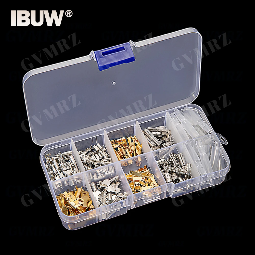150PCS Cold Press Terminal Kit box 6.3mm 4.8mm 2.8mm  Connectors & 4MM Male Fmale Terminals Silver Gold