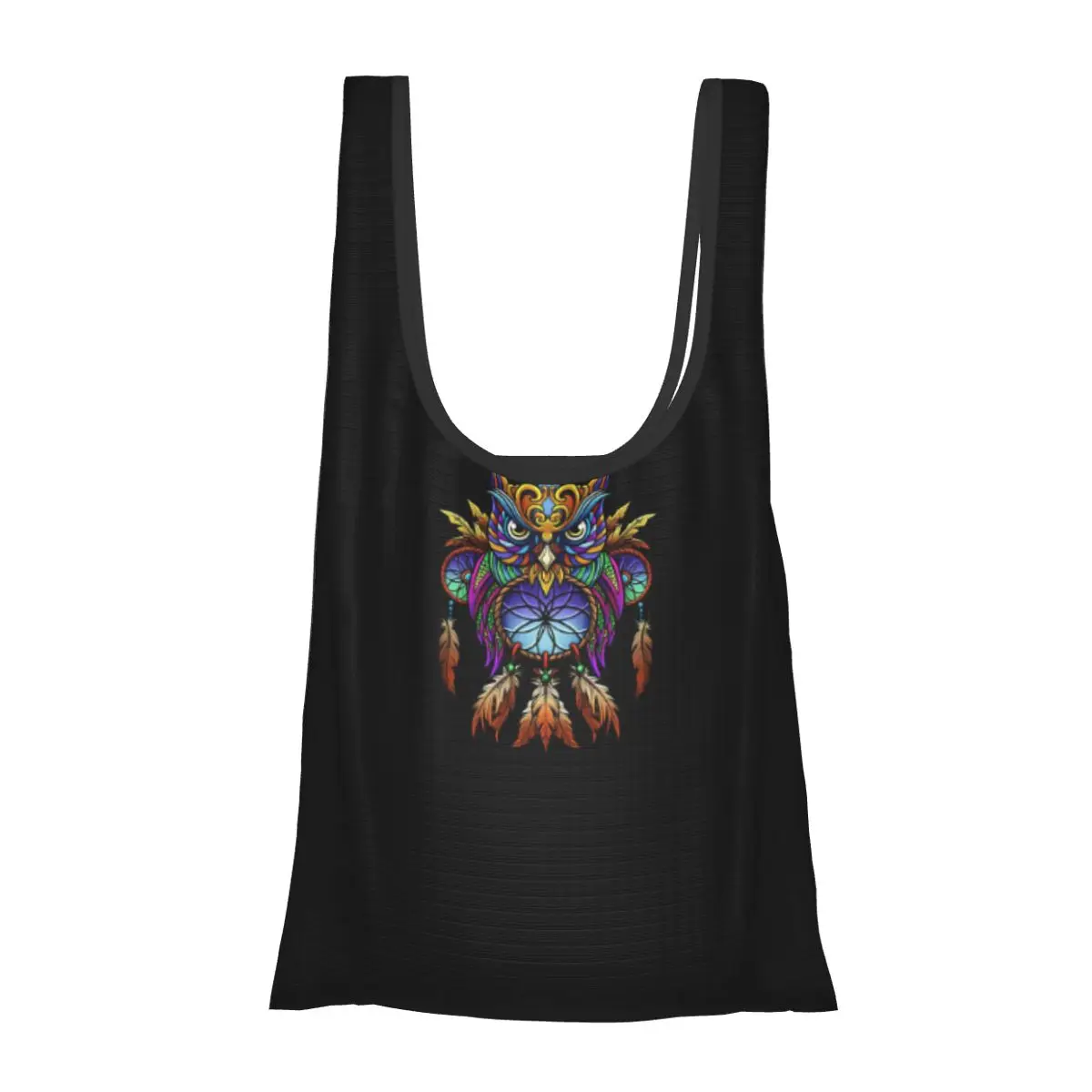 

Dreamcatcher Owl Portable Tote Shopping Bags Large Capacity Shopper Bag Groceries Handbag Shoulder Bag