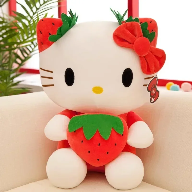 Sanrio Hello Kitty Plush Toy para Crianças, Kawaii, Abraço, Morango, KT Cat, Boneca Travesseiro, Presente de Aniversário para Meninas, Natal, Bonito