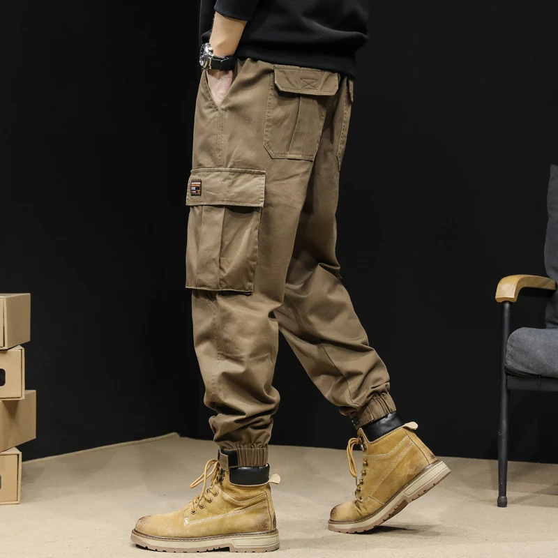 Cargo Pants Men Baggy Casual Pants Men Cotton Solid Vintage Side Pocket Military Trousers Spring Autumn American Streetwear 2023