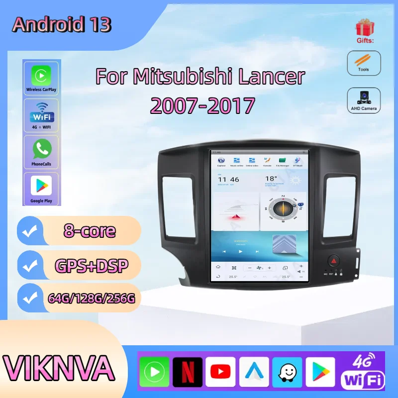 12.1inch Android Screen Car Radio For Mitsubishi Lancer 10 CY 2007 - 2017 Rockford GPS Navigation Carplay Multimedia Head Unit