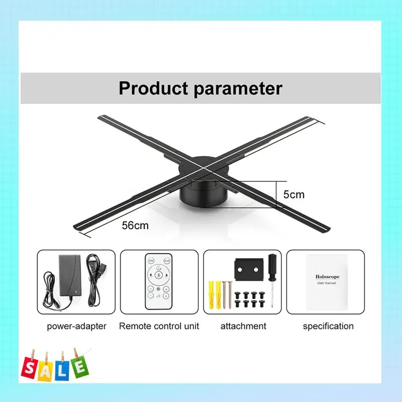 A56X Wifi 3D Holographic Projector 678LED 56Cm APP Control Holographic Player For Imagevideo Store Advertising Display