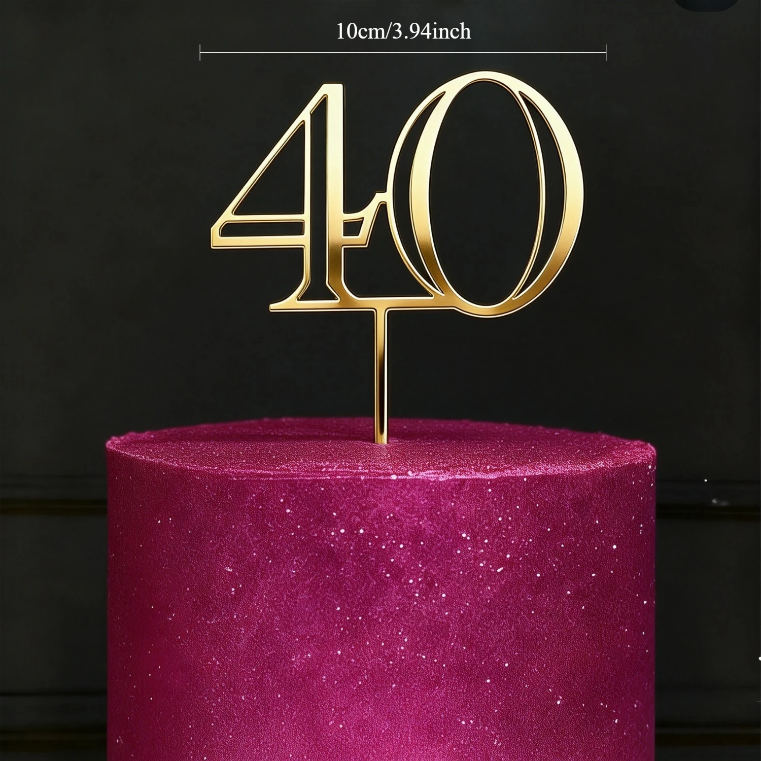 1 Stück goldener Acryl-Kuchenaufsatz zum 40. Geburtstag, tolle Partydekoration, Happy 40th Cake Insert Pick – Detail 4