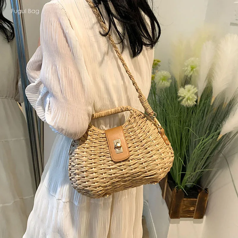 Bolso de mano a la moda para mujer, bolso cruzado Simple, exquisito, de gama alta, tejido informal, versátil y único