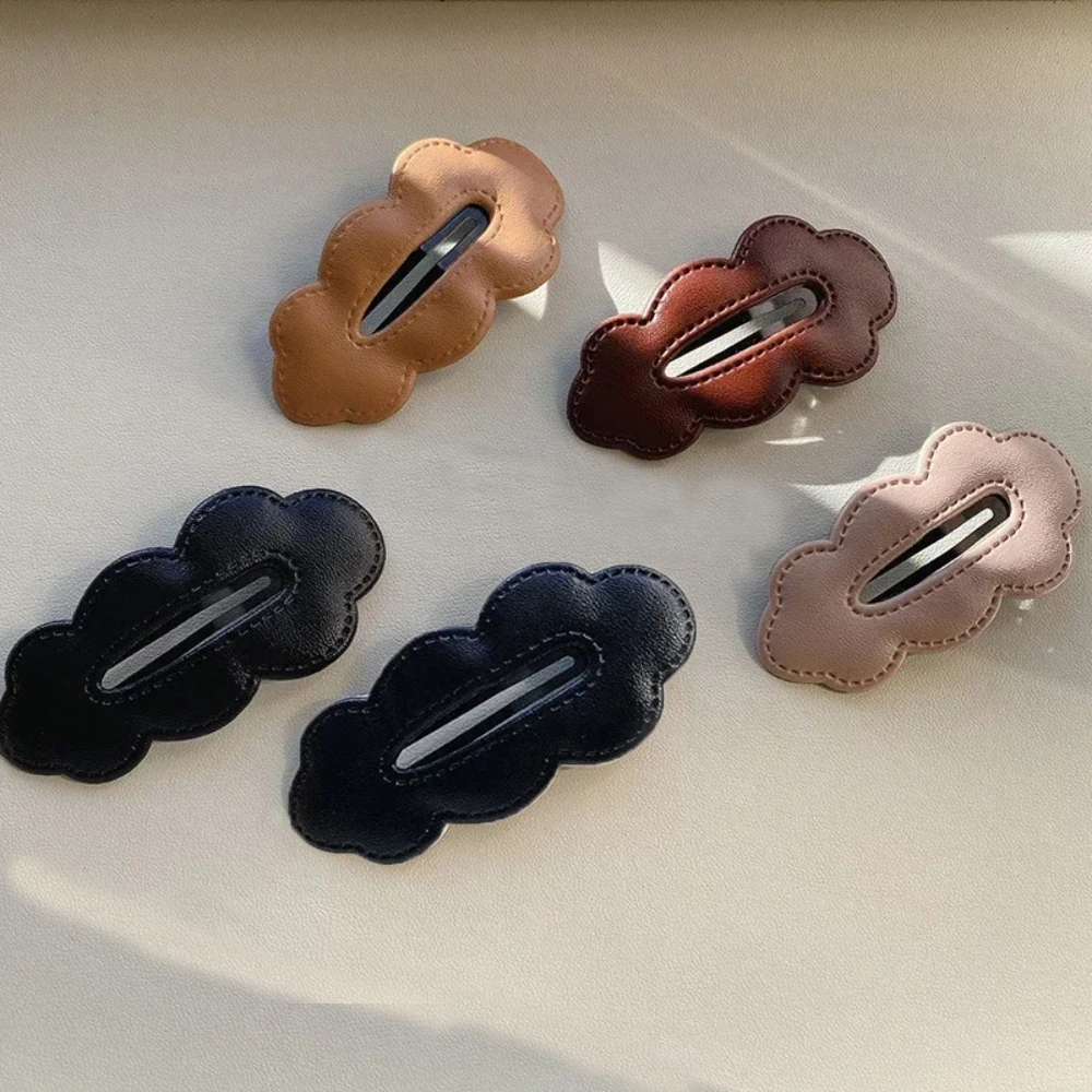 2pc Wholesale Retro Cute PU Korean Hair Side Clips BB Hairpin for Women Girls Child Headband Hair Accessories Headwear Ornament