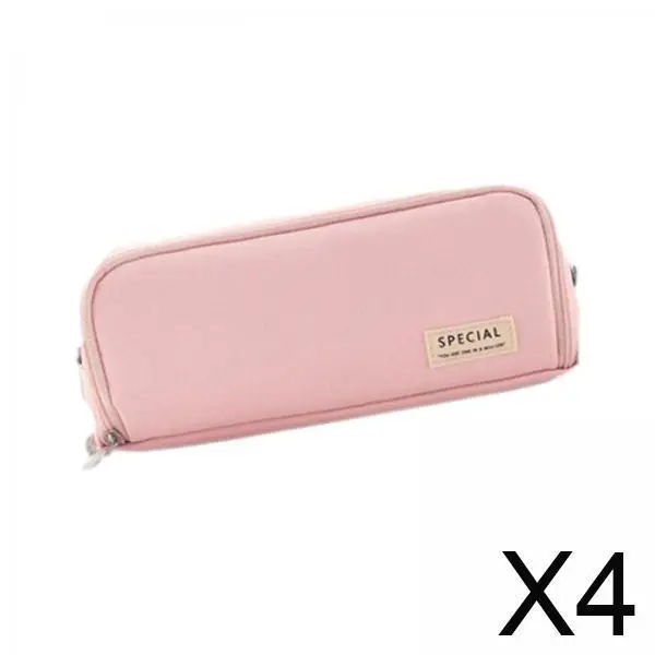 

4xPen Pouch Children Storage Portable School Kids Pencil Case Gift Pink