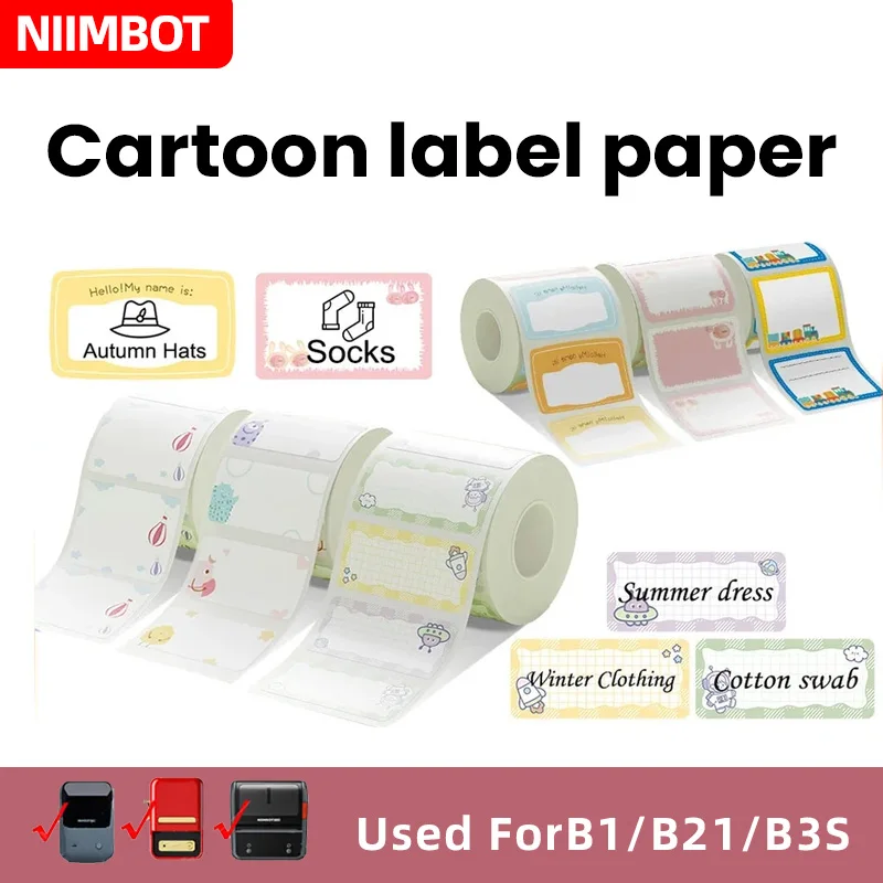 Niimbot for B1/B21/B203/B3S cartoon color thermal label stickers, waterproof stickers, quick printing, intelligent portable labe