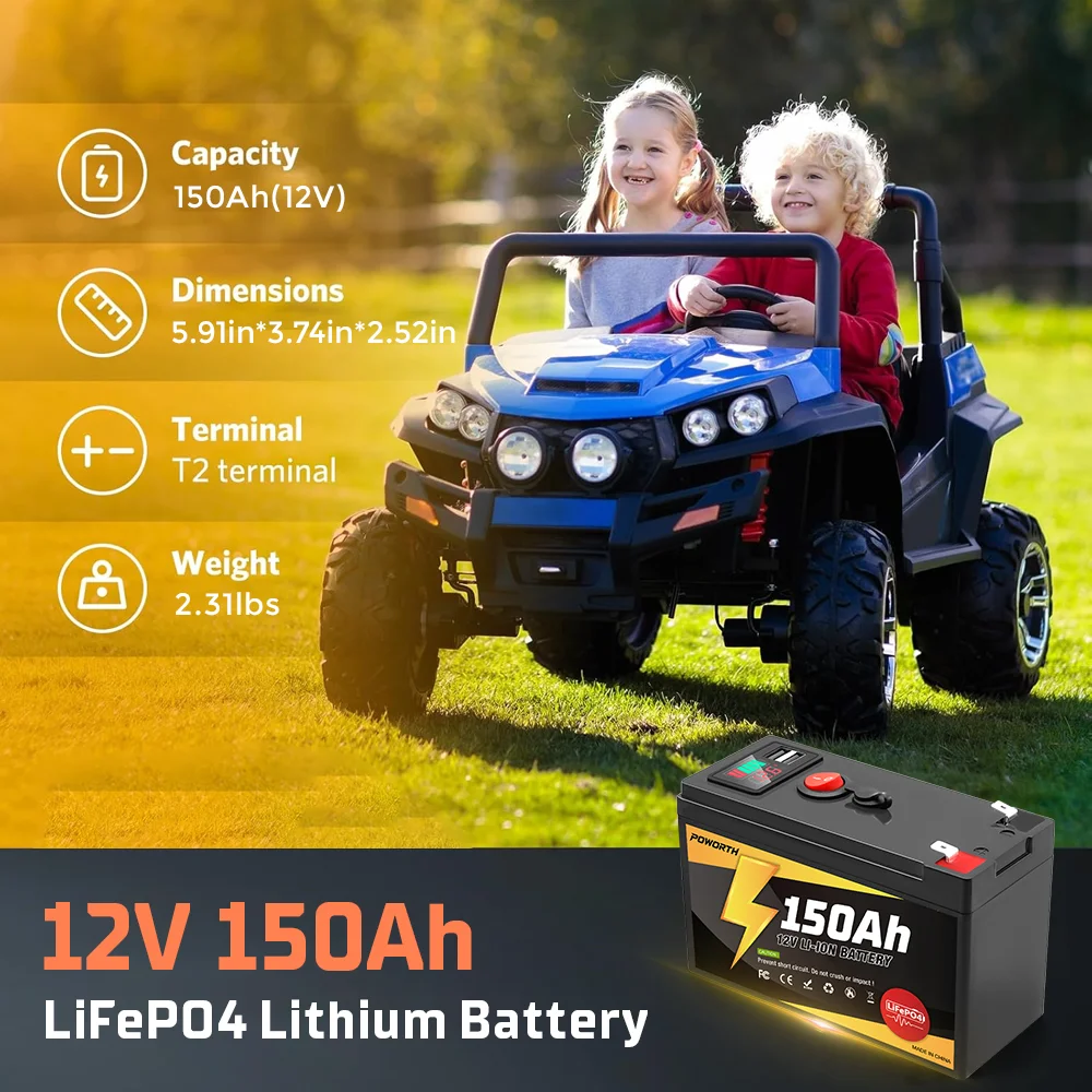 Ulepszona, wysokiej jakości bateria akumulatorowa 12V 150Ah LiFePO4, do ponad 4000 cykli ładowania, do małych UPS, energii słonecznej, lokalizatorów ryb.