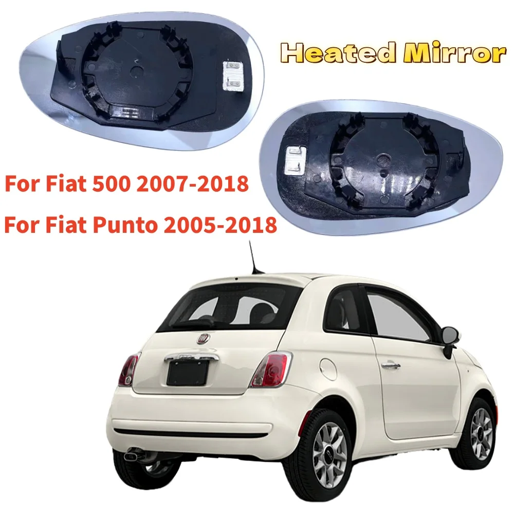 

Зеркало заднего вида наружное с подогревом для Fiat 500 2007-2018 и Fiat Punto 2005-2018, левое и правое стеклянные зеркала