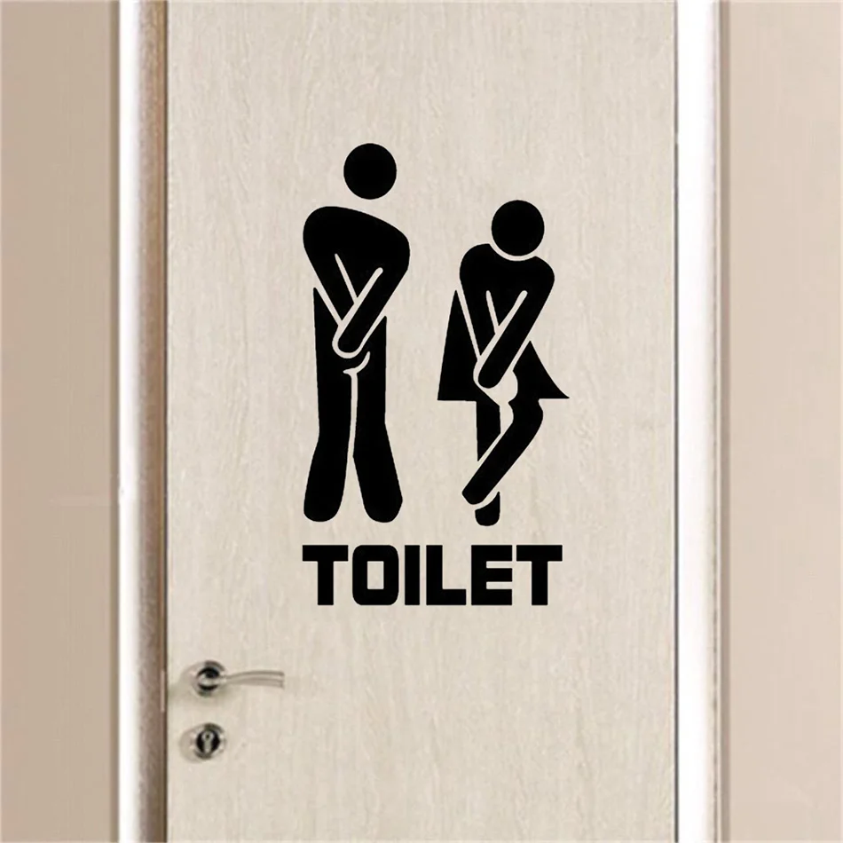 10 Colors For Choice 3D Funny Toilet Entrance Sign DIY Toilet Wall Stickers Toilet Bathroom Door Decoration Poster PVC Art Mural