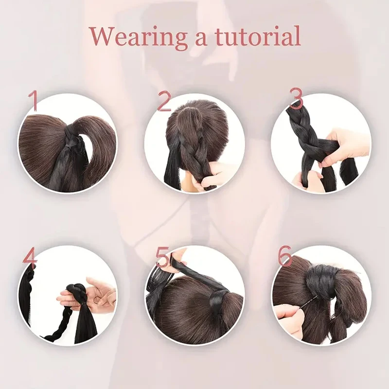 Women's Yaki long straight synthetic boxing braid, ponytail rubber band hair loop easy to wear suitable for all girls