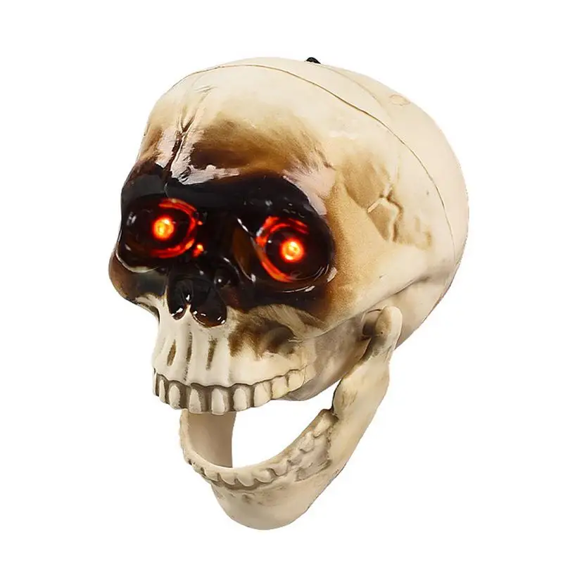 Spooky Skull Heads Realistic Halloween Skull Heads Spooky Decoration Led Light Glowing Eyes Scary Sound For Haunted Houses