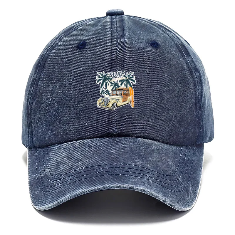 Customize Vintage Washed Cotton Baseball Cap Men Travel Sign Outdoor Dad Cap Adjustable Beach Style Surf Culture Casual Sun Hat