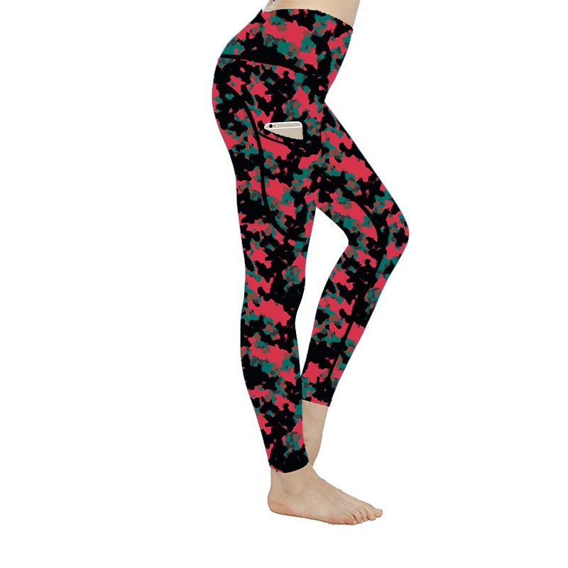 TOIVOTUKSIA Patterned Leggings Soft Microfiber with Colorful Printed Leggings with Pocket Women Summer Nine Legging