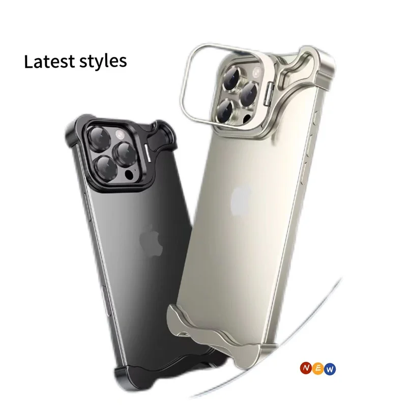 Coque de téléphone pare-chocs de luxe en alliage d'aluminium irrégulier, pour IPhone 16 15 14 17 Pro Max 16 Pro, support de Protection de Film d'objectif, couvercle métallique