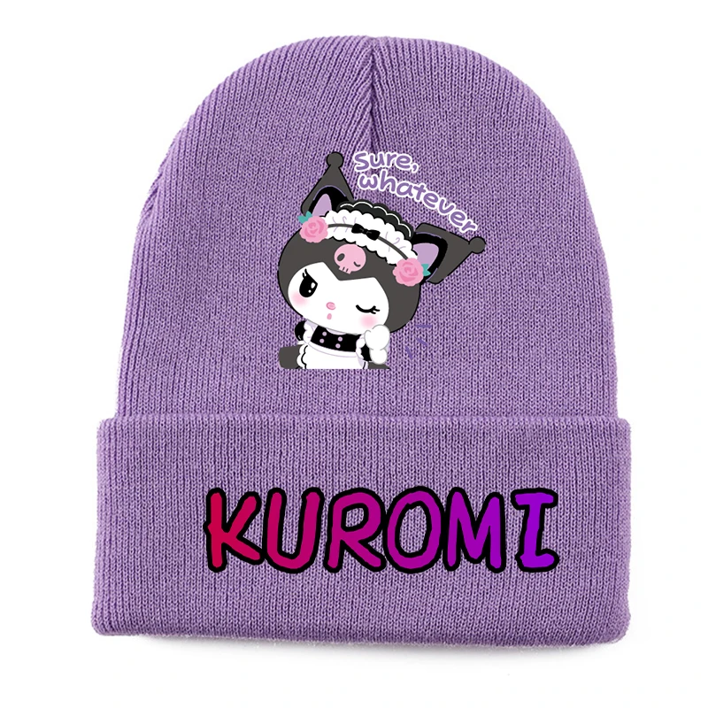 Anime Cartoon Kuromi My Melody Kawaii Purple Knitted Beanies Winter Warm Soft Cute Students Comfortable Men Women Outdoor Cap