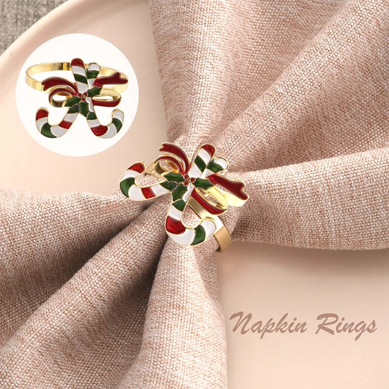 Christmas Napkin Rings - Set Of 8 Napkin Holder Rings For Holiday Christmas Table Decoration Elk Napkin Buckle