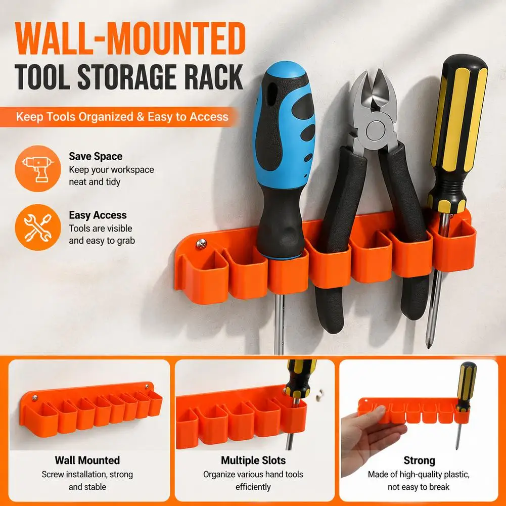 Wall Mounted Durable Plastic Wrench Organizer 14cm Easy to Clean for Garage Workshop Professional Repair