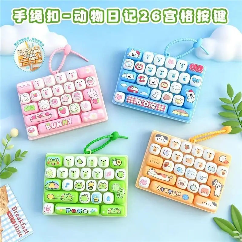 Cartoon Animal Diary 26 Grid Decompression Keyboard Keys Keychain Pendant Couple Bag Ornaments Student Children's Toys