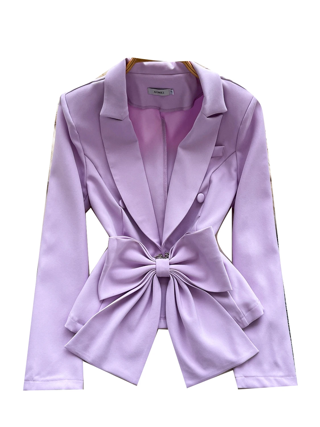 Faionable Nó Cintura-Anto Longo Sve Terno Jaet Feminino Outono Novo Sle Leve Ele Terno