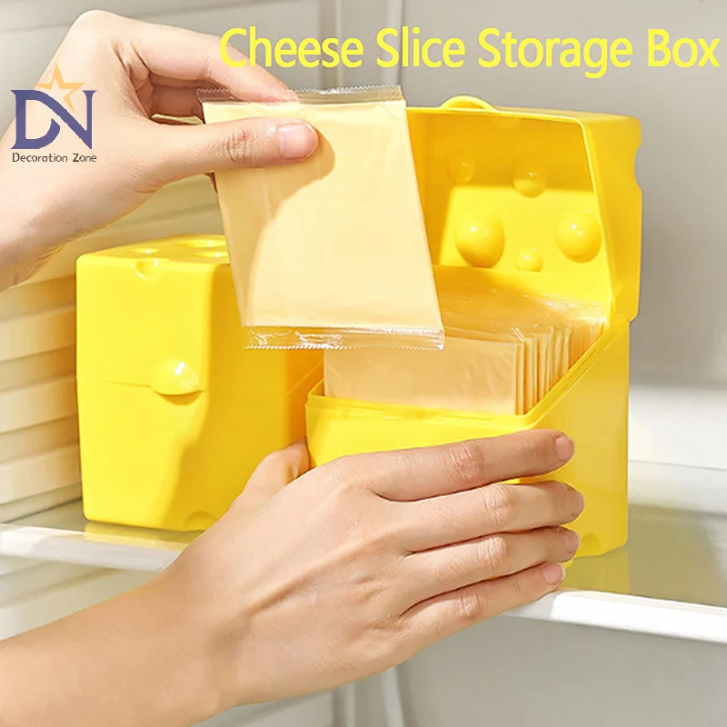 Cheese Storage Container Kitchen Accessories Plastic Cheese Shaped Refrigerator Slice Cheese Storage Box Kitchen Gadgets