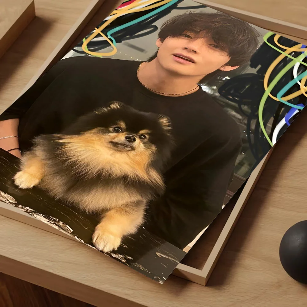 Singer Kpop Kim Tae Hyung V Layover Anime Posters Sticky HD Quality Wall Art Retro Posters for Home Kawaii Room Decor