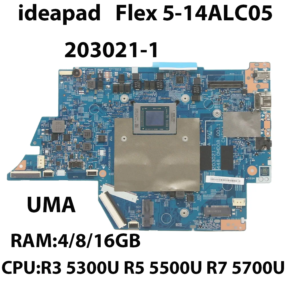 

Laptop Motherboard For Lenovo ideapad Flex 5-14ALC05 203021-1 CPU:R3 5300U R5 5500U R7 5700U RAM:4/8/16G 5B21B84832 5B21B84830