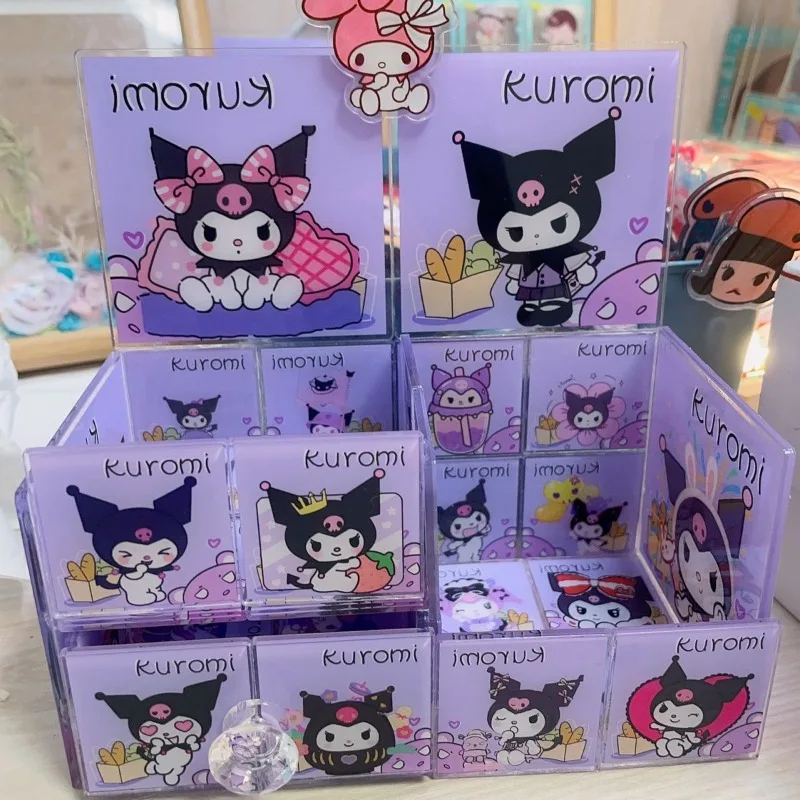 Sanrio Anime 4cm Square Acrylic Film DIY Box Handmade Patch  MDZS Cartoon hello Kitty Double sided Printing Keychain Accessories