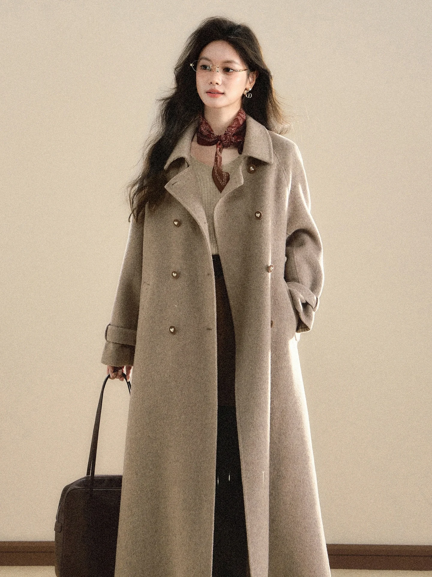 

Свободное длинное шерстяное пальто для женщин South Deer: повседневное, цвета мокко, из шерсти с добавлением снежного шерстяного волокна, большие размеры, зимняя верхняя одежда