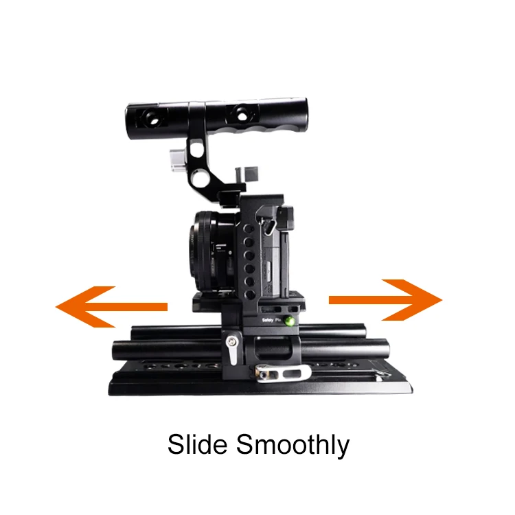 Aluminum dovetail sliding plate compatible with camera baseplate and camera cage for DSLR camera Sony A6400/A6500/A6300