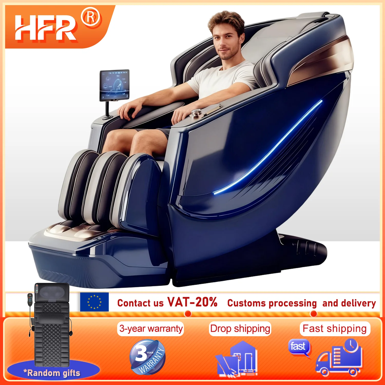 

3-year warranty Electric Massage Chair Intelligent Voice Control Kneading 6D+6D Dual Core Full Body Airbag Home 3D Thai Stretch