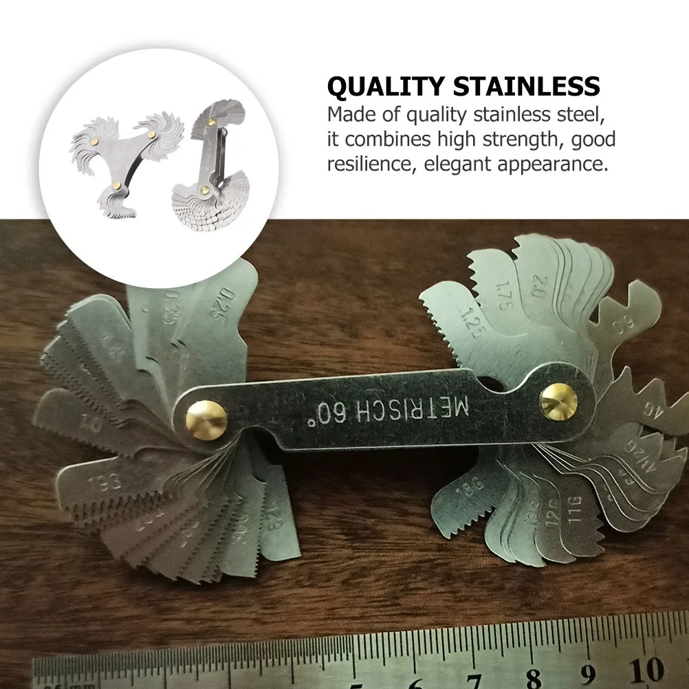 

2Sets Thread Gauge Stainless Steel Pitch Measuring Tool for Internal External Screw Thread Measurement and Lathe Cutting Tool