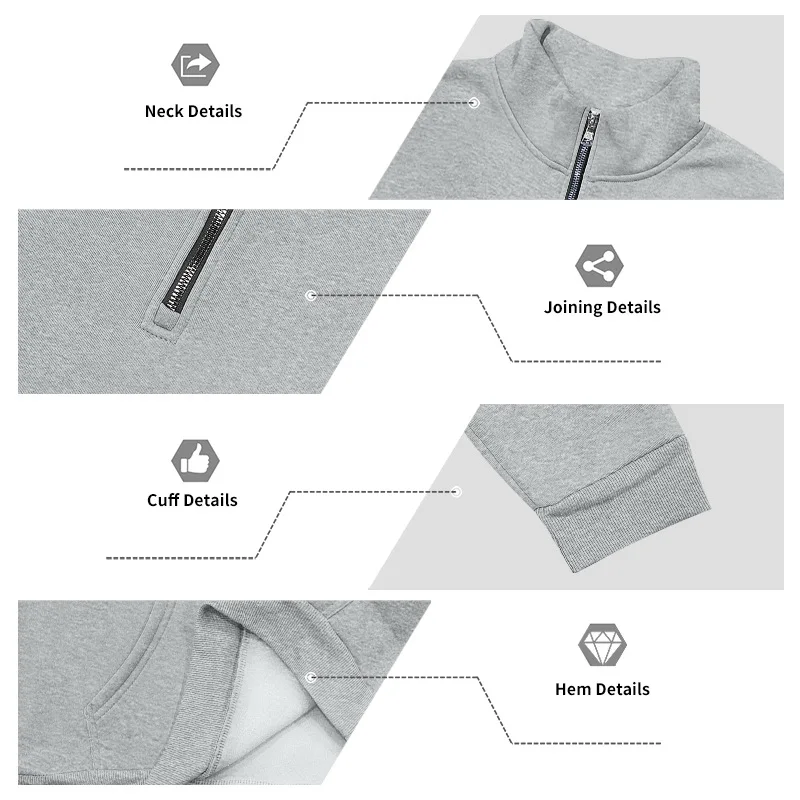 Grenzübergreifender Herbst- und Winter-Samt-Pullover für Herren, locker geschnitten, im Retro-Stil, lässig, mit Stehkragen, halbem Reißverschluss und Taschen für Pendler. – Detail 36