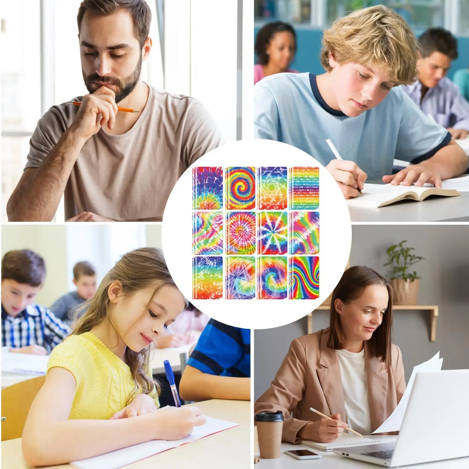 Tie Dye Notebooks 24-pieces Small Inspiration Notpads Tie Dye Stationery Supplies For Home Office School Birthday Friendship